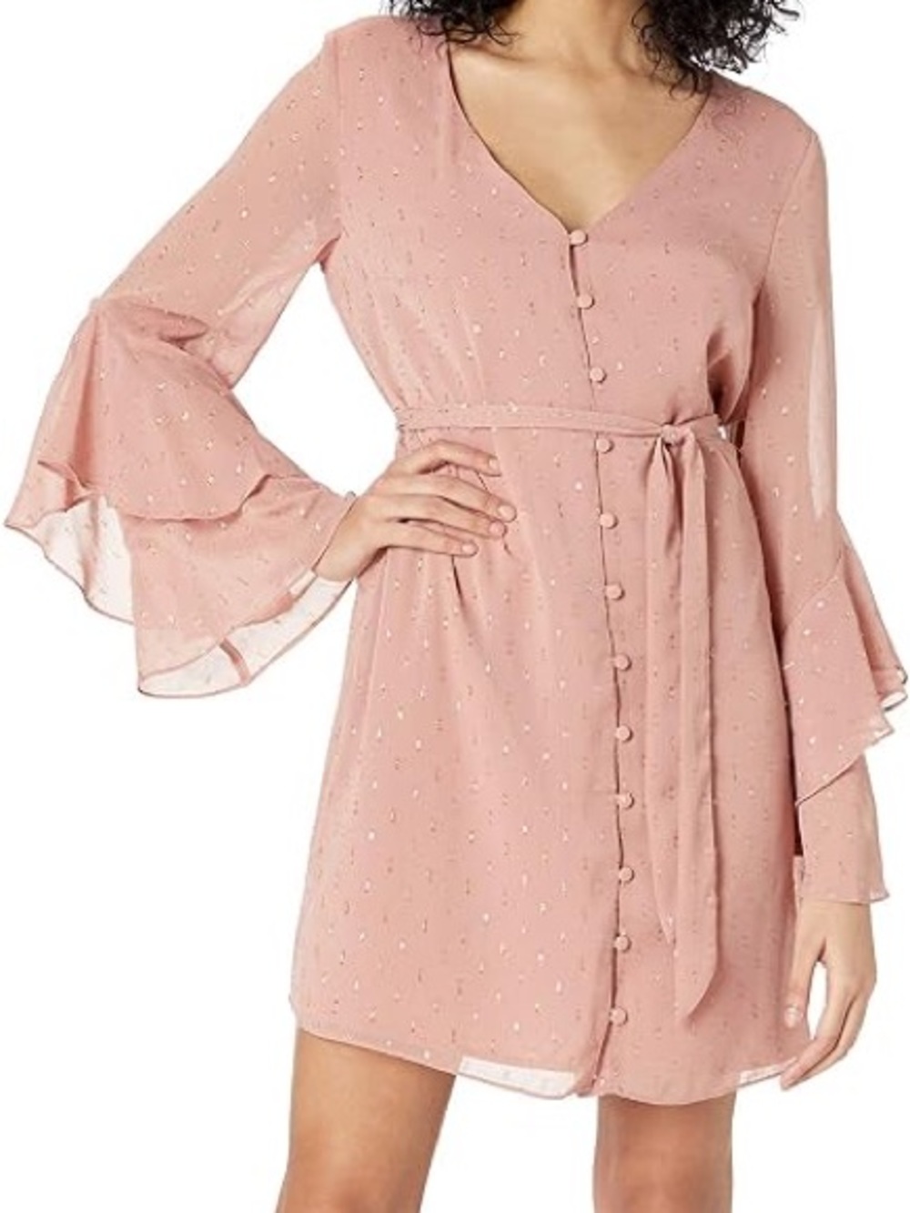 Cupcakes and Cashmere Keegan Metallic Dot Chiffon Dress